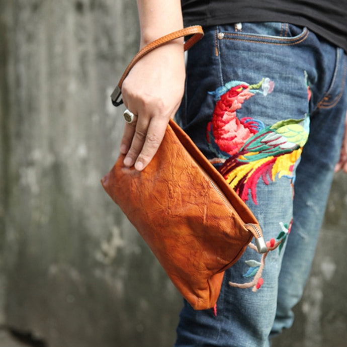17 new tannage leather handbag retro men and women models neutral hand bag package first layer of leather hand bag
